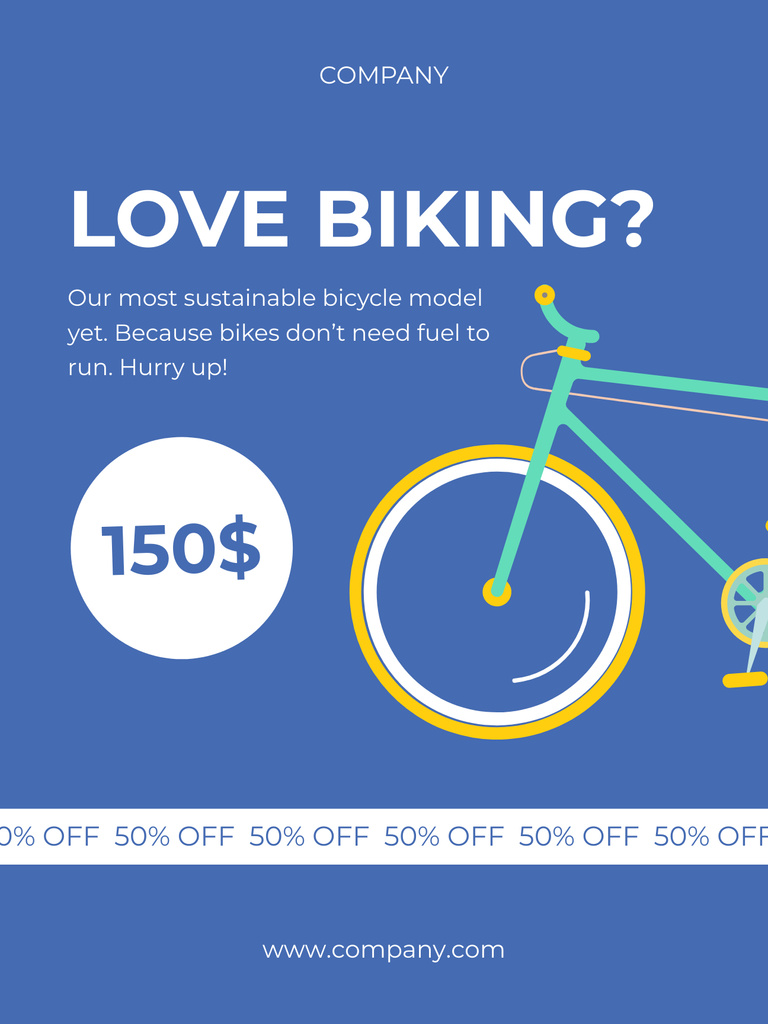 Phenomenal Bicycle Sale Ad With Slogan And Illustration Poster US Design Template