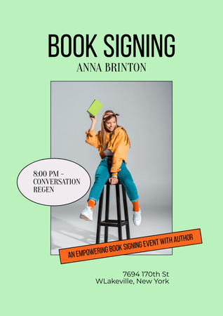 Book Signing Announcement with Author Poster Πρότυπο σχεδίασης