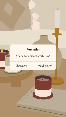 Template di design offerta speciale family day con candele Instagram Story