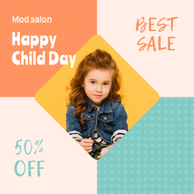 Children's Day Discount Sale Offer Animated Post Modelo de Design