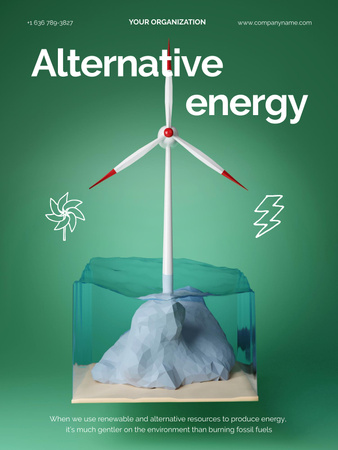Plantilla de diseño de World Earth Day Announcement with Wind Turbine Poster US 