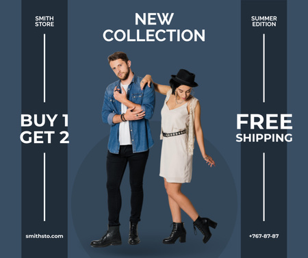 New Fashion Collection Ad with Attractive Stylish Couple Facebook Design Template