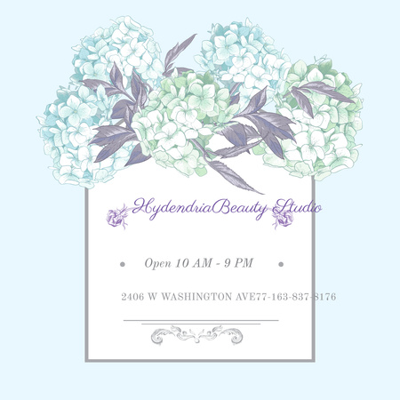 Beauty studio Ad with Flowers illustration Instagram Design Template