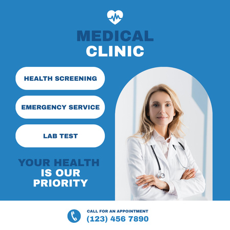 Plantilla de diseño de Services of Medical Clinic Instagram 