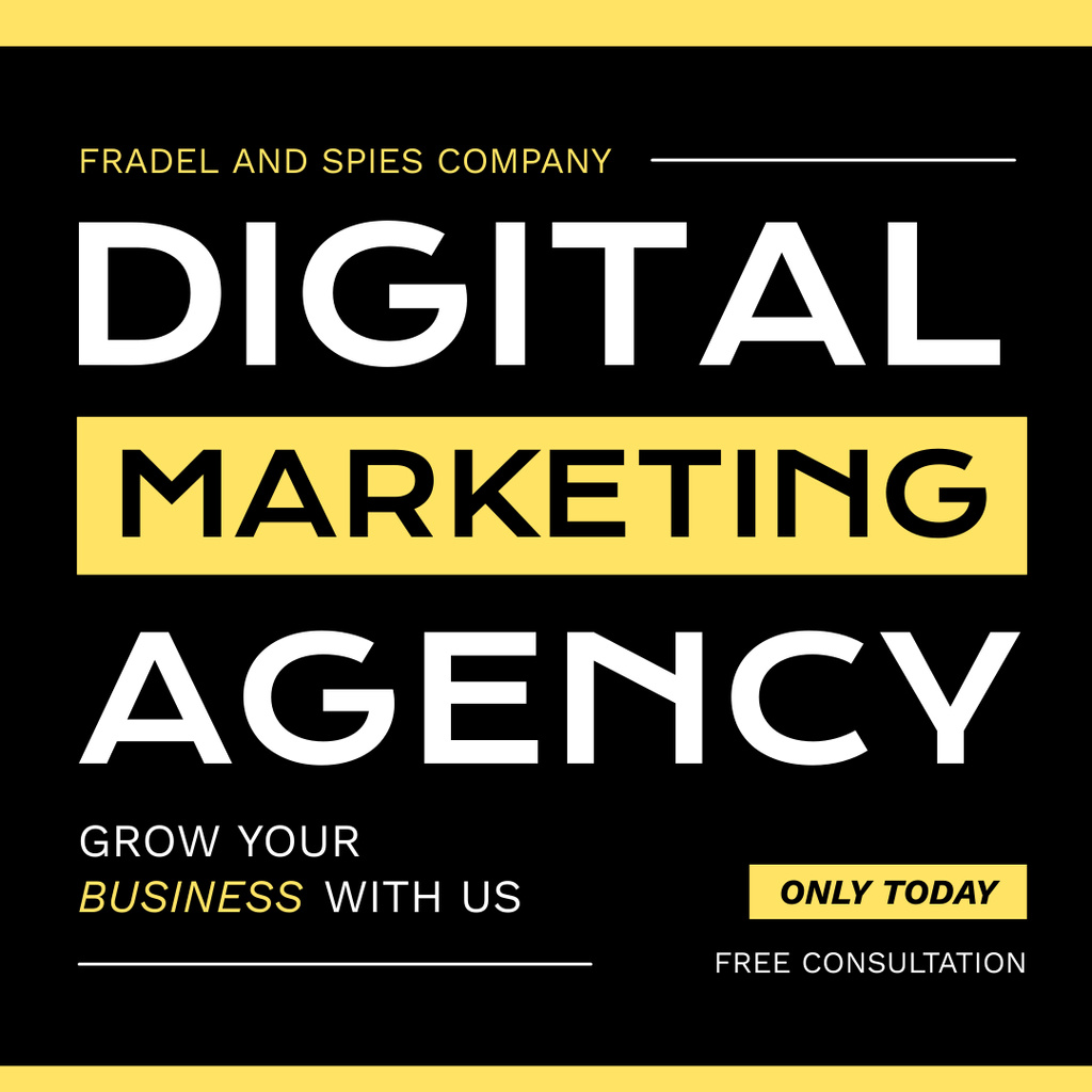 Conservative Digital Marketing Agency With Consultation In Black Instagram AD Tasarım Şablonu