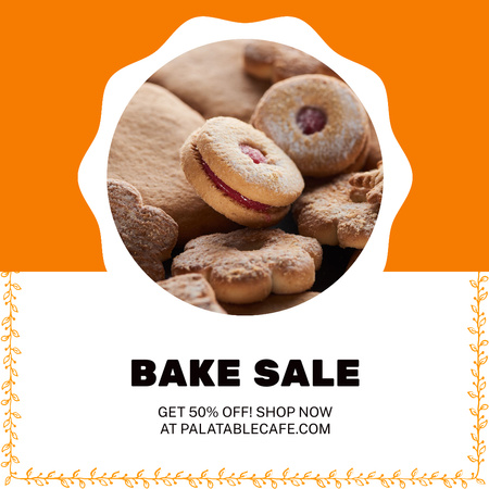 Bakery Sale Announcement with Yummy Cakes Instagram Design Template