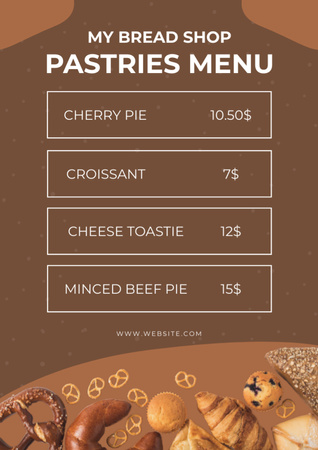 Plantilla de diseño de Lista de ofertas de pasteles en marrón Menu 