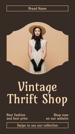 Retro Pre-owned clothes store brown Instagram Story Design Template