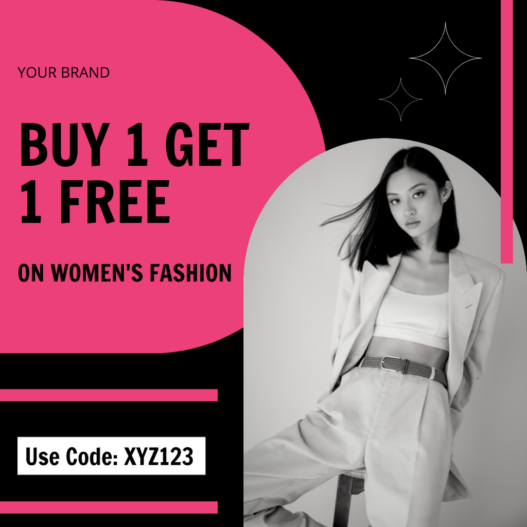 Women's Fashion Ad with Woman in Elegant Classy Suit Instagram AD Design Template