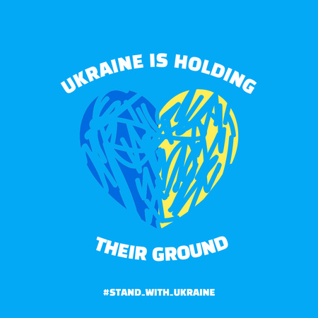 Kék és sárga szív, hogy álljon Ukrajnával Instagram tervezősablon