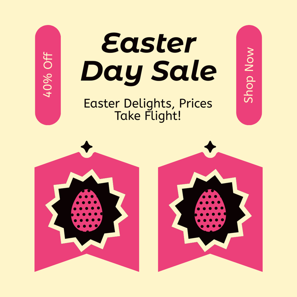 Easter Day Sale with Creative Illustration of Eggs Instagram AD Design Template