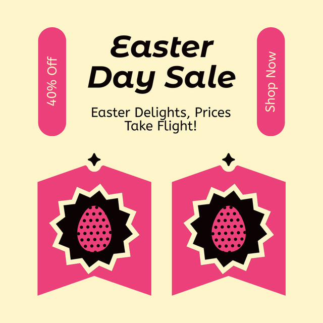 Platilla de diseño Easter Day Sale with Creative Illustration of Eggs Instagram AD