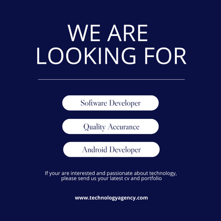 Designvorlage Technology Position Vacancies Ad für Instagram
