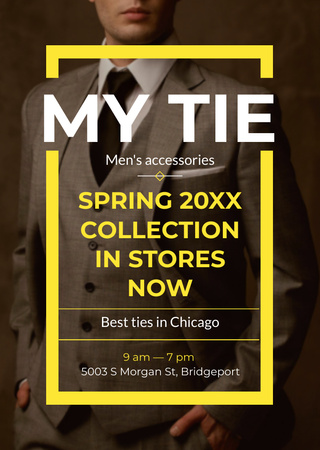 Platilla de diseño Men’s Spring Collection Ad with Handsome Man Wearing Suit and Tie Flyer A6