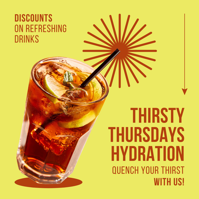 Discounts Offer on Refreshing Drinks Instagram AD Design Template