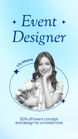 Offering Blue Gradient Event Design Services Instagram Video Story Design Template