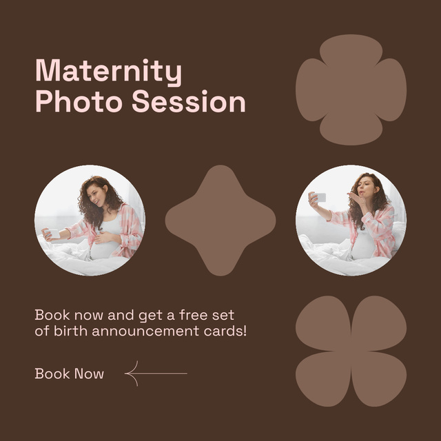 Platilla de diseño Promo Pregnancy Photo Shoot on Brown Instagram AD