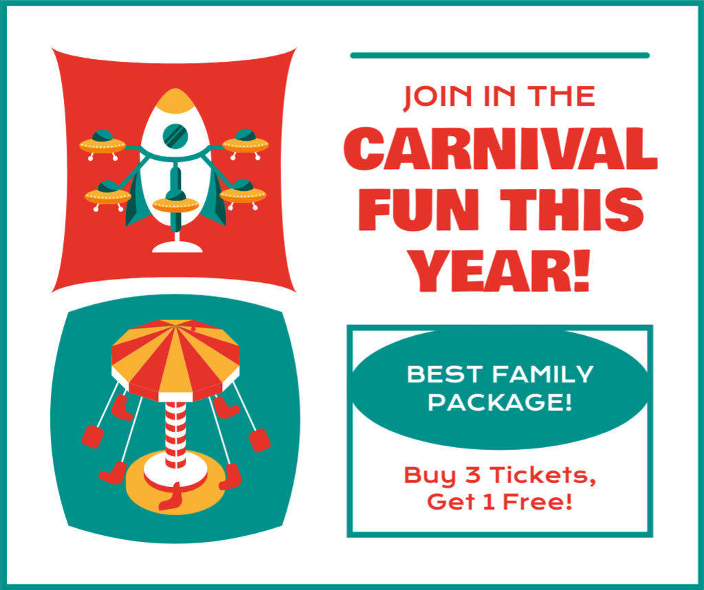 Ontwerpsjabloon van Facebook van Carnival Fun With Family Package For Attractions