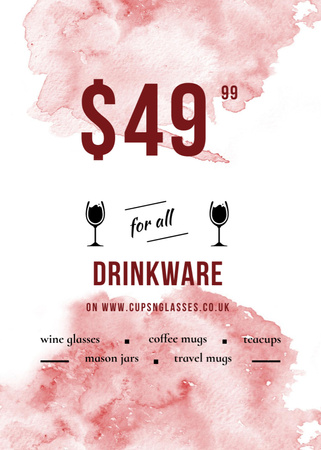 Szablon projektu Drinkware Sprzedaż Reklama Z Plamami Czerwonego Wina Postcard 5x7in Vertical
