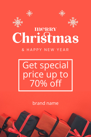Designvorlage Christmas and New Year Discount with lots of Presents für Pinterest