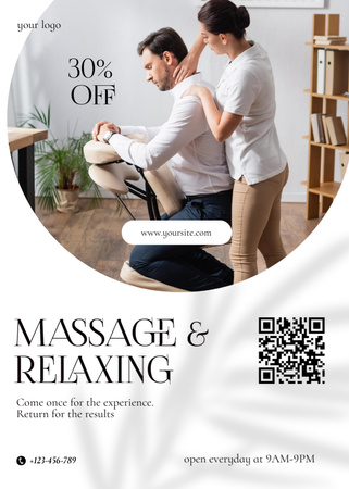 Masseur Doing Neck Massage of Male Client Flayer Design Template