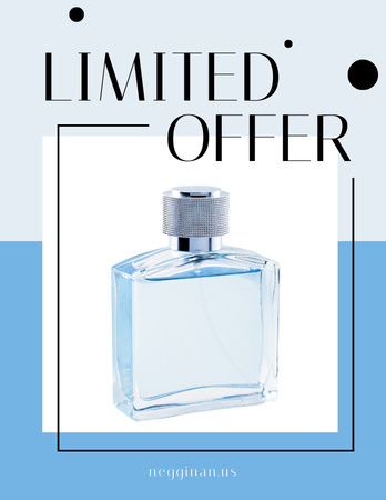 Perfume Offer Glass Bottle in Blue Flyer 8.5x11in Design Template