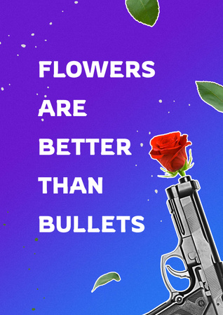 Social Issue Coverage with Flower in Gun Poster Design Template