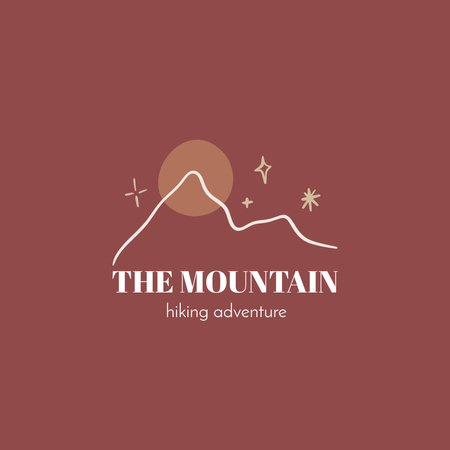 Emblem with Mountains for Hikers Logo 1080x1080pxデザインテンプレート