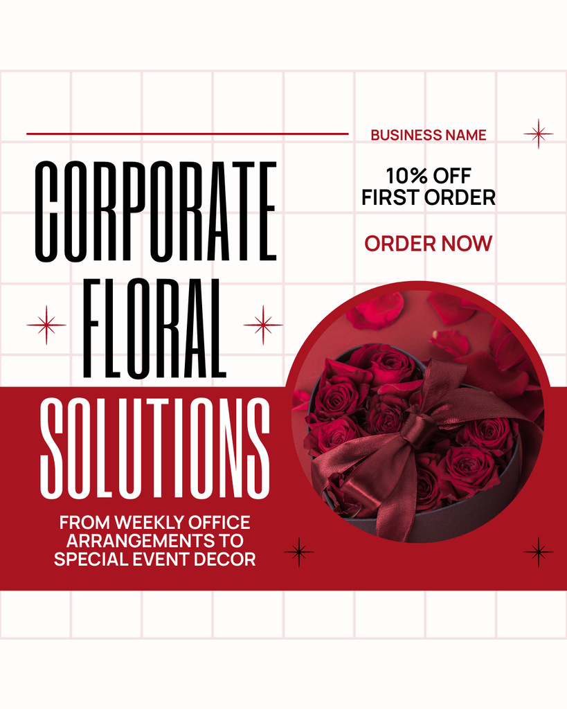 Elite Bouquets for Decoration of Corporate Events Instagram Post Vertical tervezősablon