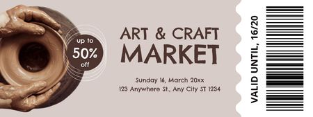Arts And Crafts Markets Sale Offer With Pottery Ticket Design Template