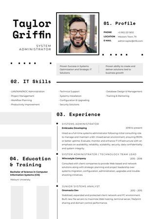 Designvorlage Computer Science skills and experience für Resume