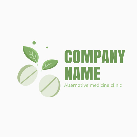 Modèle de visuel Clinique de médecine alternative avec emblème de pilules à base de plantes - Animated Logo