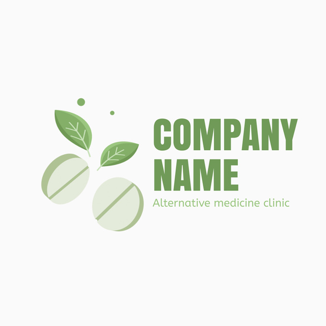Ontwerpsjabloon van Animated Logo van Alternative Medicine Clinic With Herbal Pills Emblem