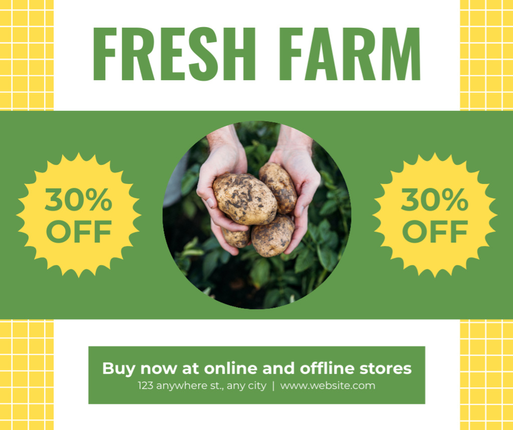 Farm Fresh Discount with Potato Harvest Facebook Modelo de Design