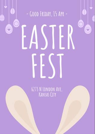 Easter Holiday Celebration Announcement Flyer A7 Design Template