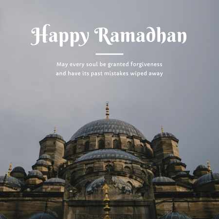 Счастливое приветствие Рамадана с мечетью Instagram – шаблон для дизайна
