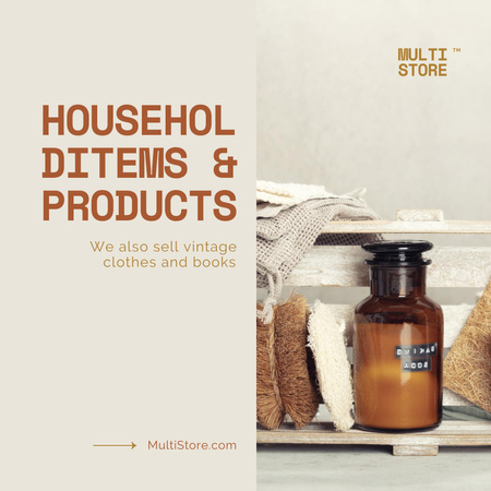 Produtos domésticos com desconto disponíveis com garrafas e toalhas Instagram AD Modelo de Design
