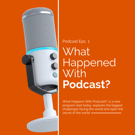 Анонс эпизода подкаста с микрофоном Podcast Cover – шаблон для дизайна