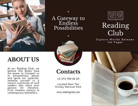 Plantilla de diseño de Anuncio del club de lectura en marrón Brochure 8.5x11in 