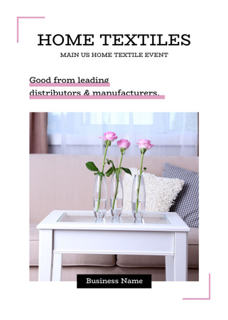 Home Textiles Event Announcement With Interior Postcard 5x7in Vertical Design Template