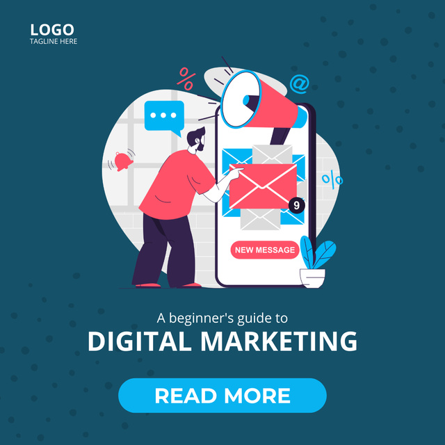 Designvorlage Beginner's Guide to Digital Marketing für LinkedIn post