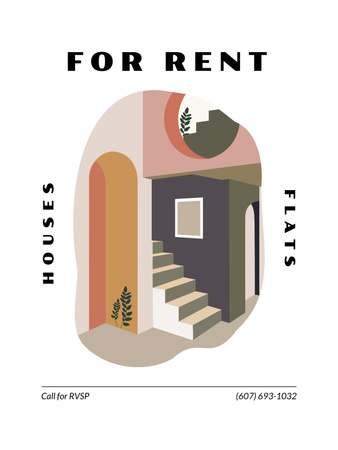 Modern Flats and Houses for Rent Poster US Design Template