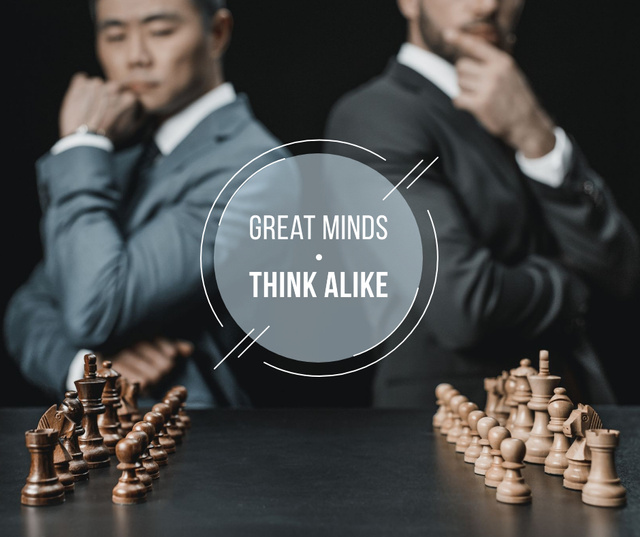 Quote on Chess table in front of Businessmen Facebook Design Template