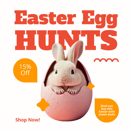 Easter Egg Hunts with Offer of Discount Instagram Design Template