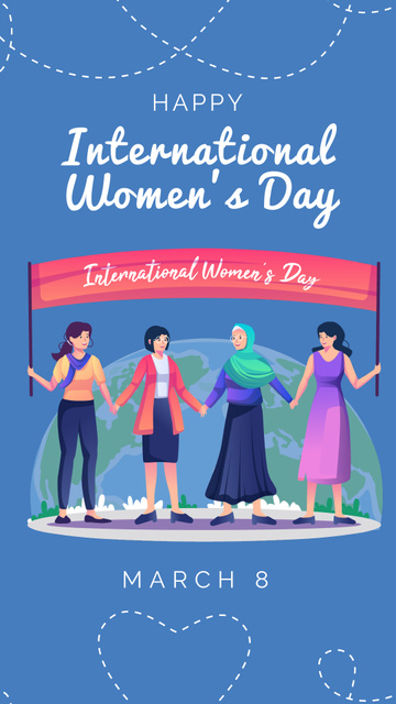Designvorlage International Women's Day with Women holding Hands für Instagram Story