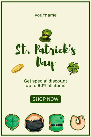 St. Patrick's Day Discount Offer on All Items Pinterest Design Template
