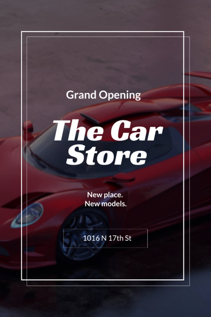 Designvorlage Car Store Opening Announcement with Super Car für Flyer 4x6in