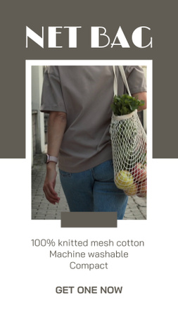 Cotton Net Bag For Daily Groceries Promotion Instagram Video Story tervezősablon