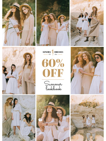 Fashion Sale with Women in Light Dresses Poster US Modelo de Design