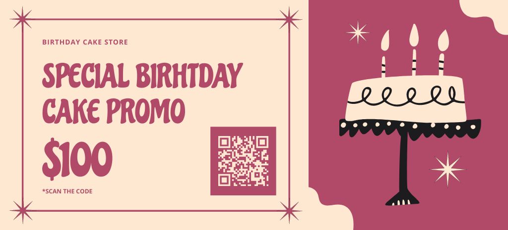 Template di design Birthday Party Cake Voucher Coupon 3.75x8.25in